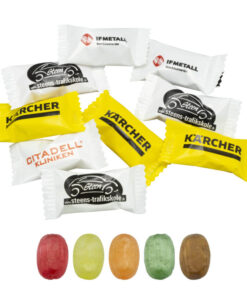 Minikarameller i flowpack Fruktmiks